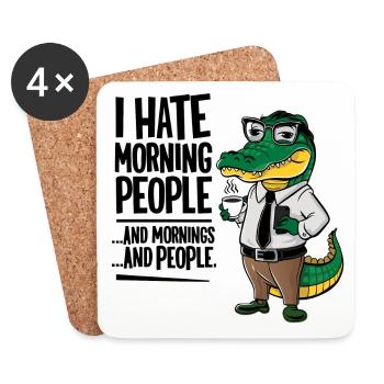 Premier crocodile au café avec tasse à café - Dessous de verre (lot de 4) - blanc - Devant