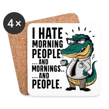 Premier crocodile au café avec tasse à café - Dessous de verre (lot de 4) - blanc - Devant