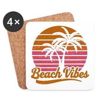 Beach Vibes Retro Sonne Urlaub Palmen Sommer - Untersetzer (4er-Set) - Weiß - Vorne