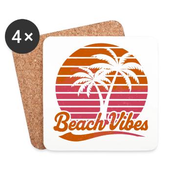 Beach Vibes Retro Sonne Urlaub Palmen Sommer - Untersetzer (4er-Set) - Weiß - Vorne