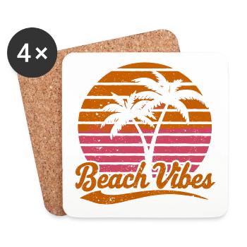 Beach Vibes Retro Sonne Urlaub Palmen Sommer - Untersetzer (4er-Set) - Weiß - Vorne