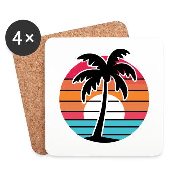 Vintage Palms rétro soleil vacances - Dessous de verre (lot de 4) - blanc - Devant