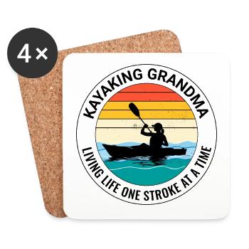 kayaking Gradma Kayak Canoe Kayaker Funny - Coasters (set of 4) - white - Front