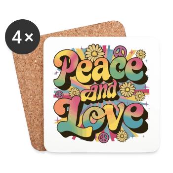 Peace And Love Hippie 1960s 1970s - Coasters (set of 4) - white - Front