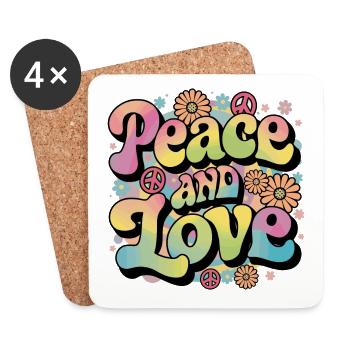 Peace And Love Hippie 1960s 1970s - Coasters (set of 4) - white - Front