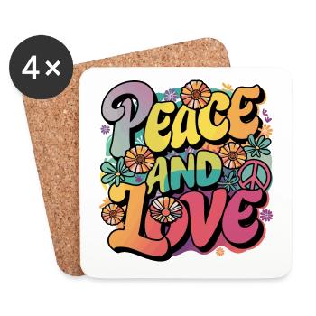 Peace And Love Hippie 1960er 1970er - Untersetzer (4er-Set) - Weiß - Vorne