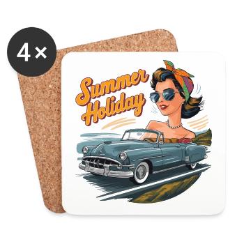 Holiday Cabrio Ride Lifestyle 1950s 1960s - Coasters (set of 4) - white - Front