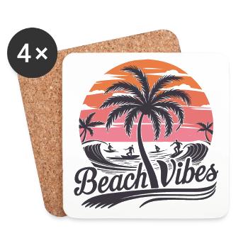 Ambiance de plage Retro Surfer Vacances à Palm Beach - Dessous de verre (lot de 4) - blanc - Devant