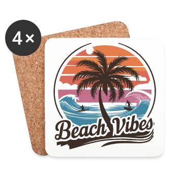 Ambiance de plage Retro Surfer Vacances à Palm Beach - Dessous de verre (lot de 4) - blanc - Devant