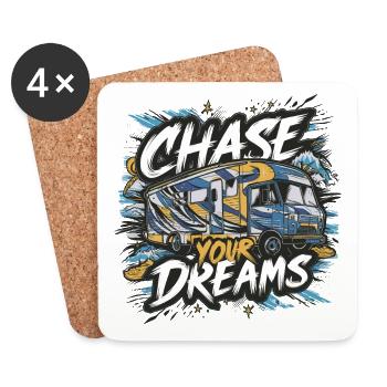 RV Caravan Saying Chase Your Dreams Holiday - Coasters (set of 4) - white - Front