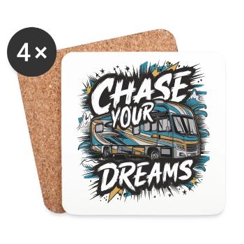 RV Caravan Saying Chase Your Dreams Holiday - Coasters (set of 4) - white - Front