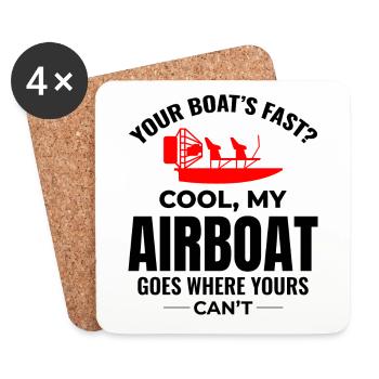 Bateau gonflable Fanboat Bateau hydroglisseur Bateau des marais - Dessous de verre (lot de 4) - blanc - Devant