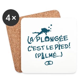 LA PLONGÉE, C'EST LE PIED ! - Dessous de verre (lot de 4) - blanc - Devant