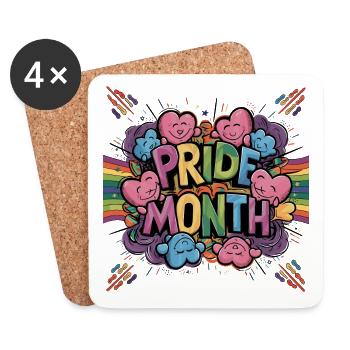 Mois de la fierté LGBTQ LGBTQIA+ - Dessous de verre (lot de 4) - blanc - Devant