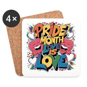 Pride Month Love Is Love LGBTQ LGBTQIA+ - Untersetzer (4er-Set) - Weiß - Vorne