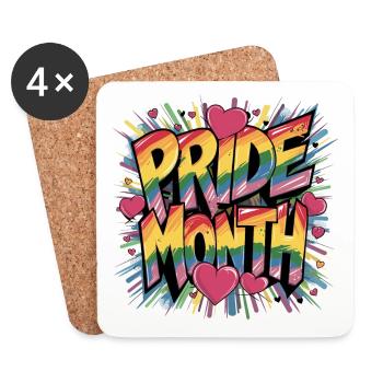 Mois de la fierté LGBTQ LGBTQIA+ - Dessous de verre (lot de 4) - blanc - Devant