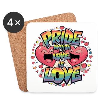 Mois de la fierté L’amour c’est l’amour LGBTQ LGBTQIA+ - Dessous de verre (lot de 4) - blanc - Devant