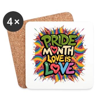 Pride Month Love Is Love LGBTQ LGBTQIA+ - Untersetzer (4er-Set) - Weiß - Vorne