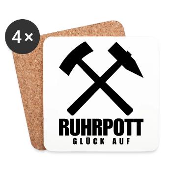 Ruhrpott Glück Auf Pott Bergbau Kohle - Untersetzer (4er-Set) - Weiß - Vorne