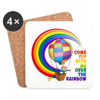 Fly with me over the rainbow. - Coasters (set of 4) - white - Front