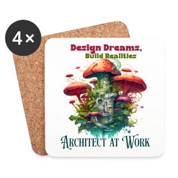 Architecte ingénieur au travail illustration amusante - Dessous de verre (lot de 4) - blanc - Devant