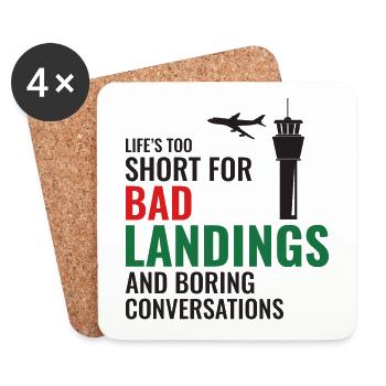 Contrôleur de la circulation aérienne ATC Aviation Humour Avion - Dessous de verre (lot de 4) - blanc - Devant