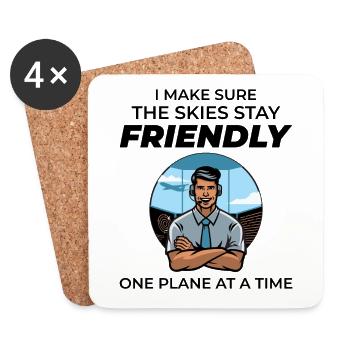 Contrôleur de la circulation aérienne ATC Aviation Humour Avion - Dessous de verre (lot de 4) - blanc - Devant