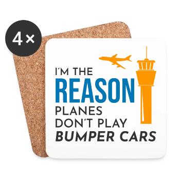 Contrôleur de la circulation aérienne ATC Aviation Humour Avion - Dessous de verre (lot de 4) - blanc - Devant