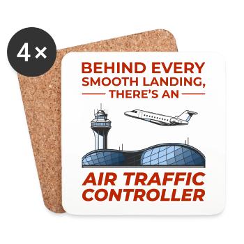 Contrôleur de la circulation aérienne ATC Aviation Humour Avion - Dessous de verre (lot de 4) - blanc - Devant