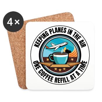 Contrôleur de la circulation aérienne Café ATC Aviation Humour - Dessous de verre (lot de 4) - blanc - Devant