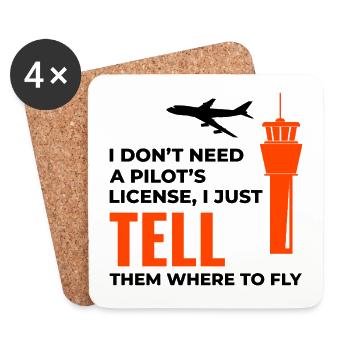 Contrôleur de la circulation aérienne ATC Aviation Humour Avion - Dessous de verre (lot de 4) - blanc - Devant