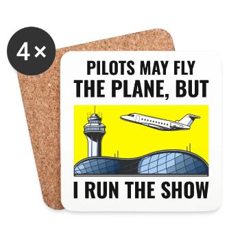 Contrôleur de la circulation aérienne ATC Aviation Humour Avion - Dessous de verre (lot de 4) - blanc - Devant