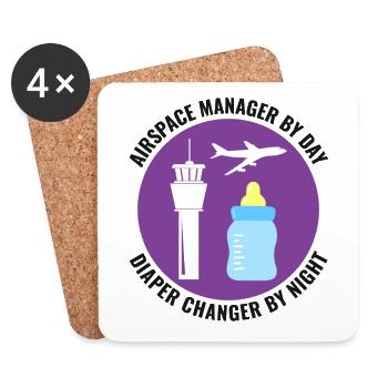 Contrôleur de la circulation aérienne ATC Aviation Humour Avion - Dessous de verre (lot de 4) - blanc - Devant