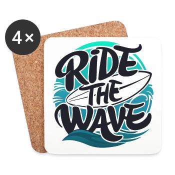 Ride the wave Surfing Surfboard Summer Holiday - Coasters (set of 4) - white - Front
