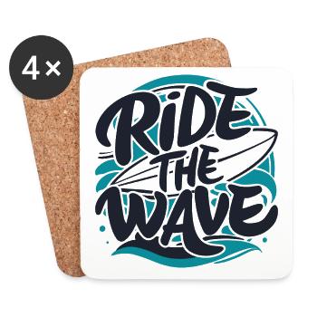 Ride the wave Surfing Surfboard Summer Holiday - Coasters (set of 4) - white - Front