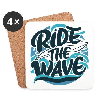 Ride the wave Surfing Surfboard Summer Holiday - Coasters (set of 4) - white - Front