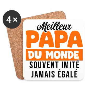Meilleur papa du monde idée cadeau Papa - Dessous de verre (lot de 4) - blanc - Devant