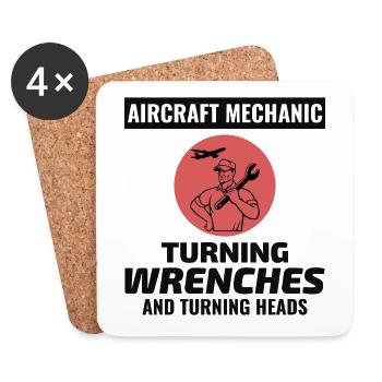 Mécanicien d’aéronefs Technicien d’entretien aéronautique - Dessous de verre (lot de 4) - blanc - Devant
