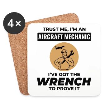 Mécanicien d’aéronefs Technicien d’entretien aéronautique - Dessous de verre (lot de 4) - blanc - Devant