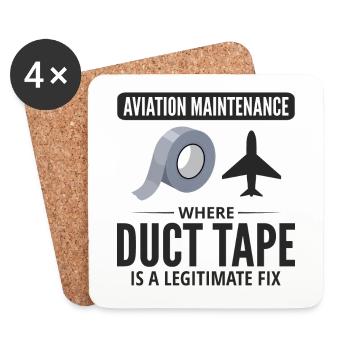 Ruban adhésif de maintenance aéronautique de mécanicien d’avion - Dessous de verre (lot de 4) - blanc - Devant