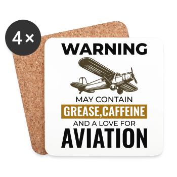 Mécanicien d’aéronefs Technicien d’aviation Café Humour - Dessous de verre (lot de 4) - blanc - Devant