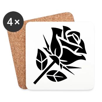 Abstrakte Rose Minimalistische Rosen Blumen - Untersetzer (4er-Set) - Weiß - Vorne