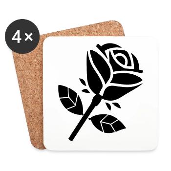 Abstrakte Rose Minimalistische Rosen Blumen - Untersetzer (4er-Set) - Weiß - Vorne