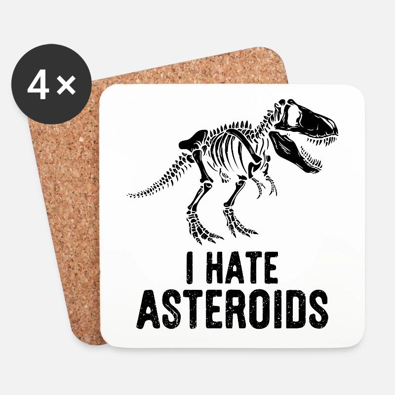 T-Rex Dinosaurier Skelett Spruch I hate Asteroids - Untersetzer (4er-Set) - Weiß