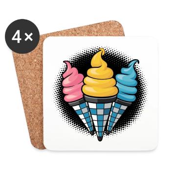 Cornets de crème glacée Ice Cream Lover - Dessous de verre (lot de 4) - blanc - Devant