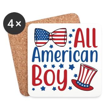 All American Boy Independence Day America - Coasters (set of 4) - white - Front