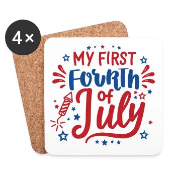 My First Fourth of July Independence Day America - Coasters (set of 4) - white - Front