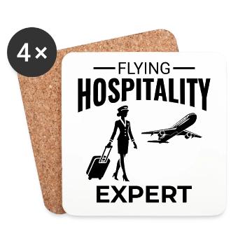 Flight Attendant Aviation Cabin Crew Air Hostess - Coasters (set of 4) - white - Front