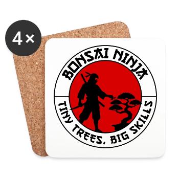Japanese Bonsai Gardener Tree Collector Ninja - Coasters (set of 4) - white - Front