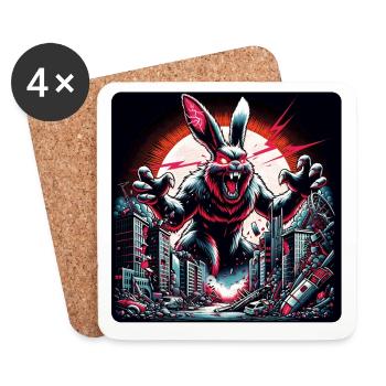 Attention à la catastrophe du lapin - Dessous de verre (lot de 4) - blanc - Devant